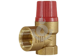 Клапан предохранительный мембранный TIM F (ВР) 1/2" 1,5 бар, красный латунь [10/60]