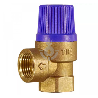 Клапан предохранительный мембранный TIM F (ВР) 3/4"х1" 6 бар, синий латунь [10/60]