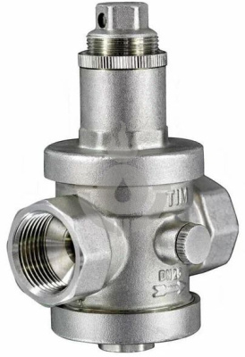 Редуктор давления для воды TIM FF (ВР-ВР) 1 1/2" под манометр никель [1/8]
