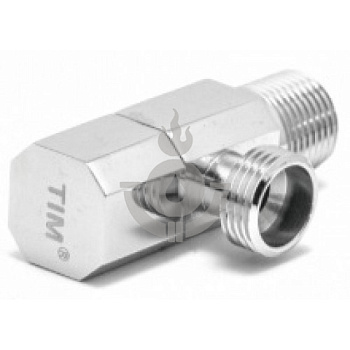Кран сантехнический угловой TIM MM (НР-НР) 1/2" отражатель, ручка хром [1/50]