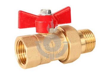 Кран шаровой ГАЛЛОП FM (ВР-НР) 1/2" DN-15 PN16 ПРАКТИК 132, американка, с удлинителем, бабочка латунь [1/70]